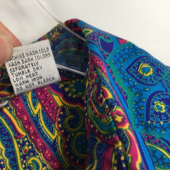 VTG Nordstrom Point of View Paisley Button Down Shirt 10 Long Sleeve Multicolor - Picture 4 of 4